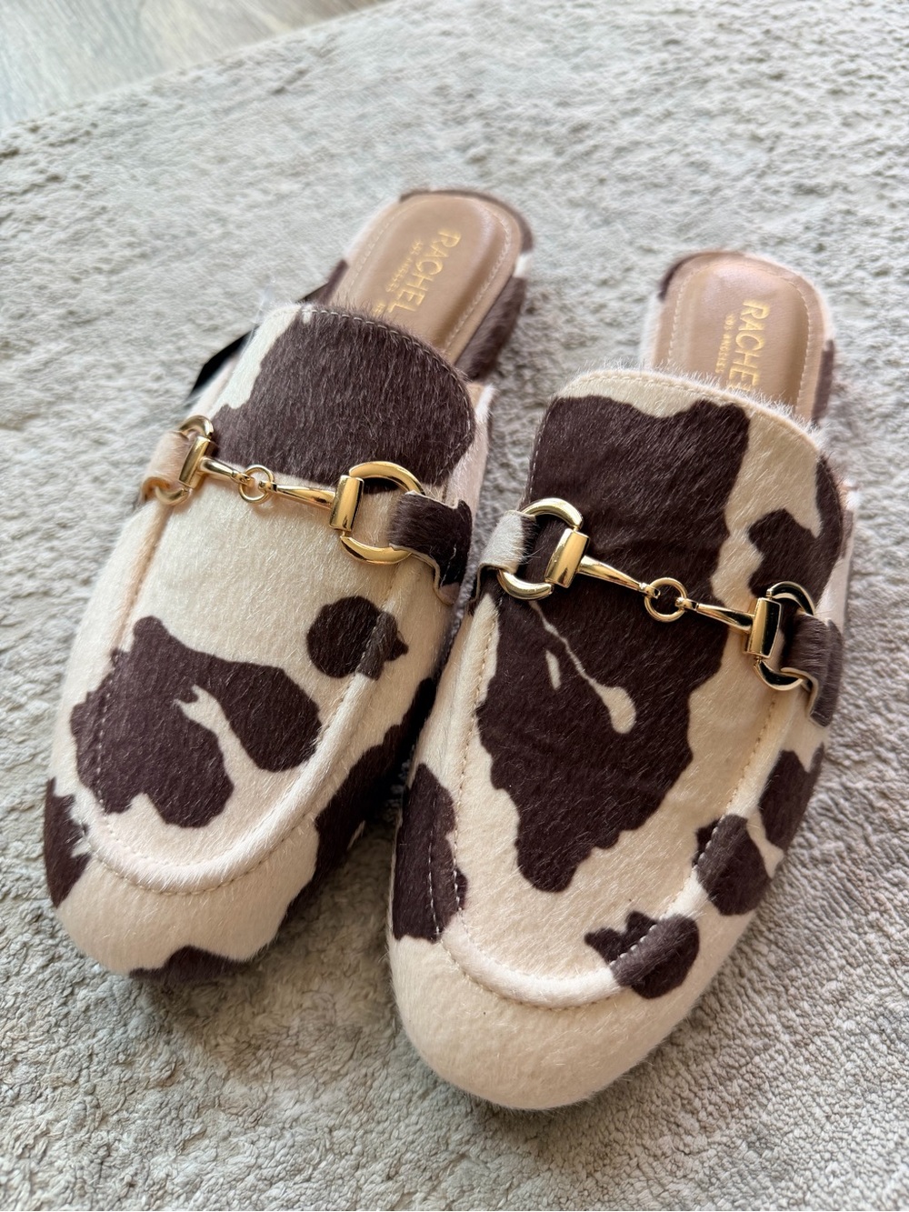 Rachel Zoe Yoga Cow Print Mule Shoes Flats Size 8M